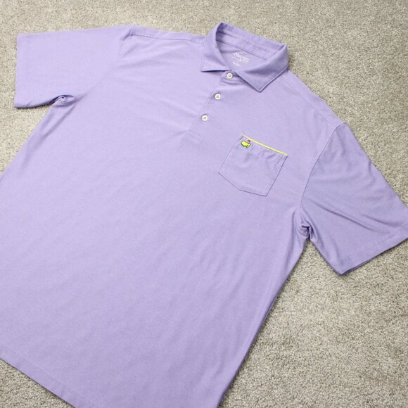 Masters Tech Polo Shirt Mens Large Purple Augusta Golf Polyester Stretch S/S - Picture 3 of 14
